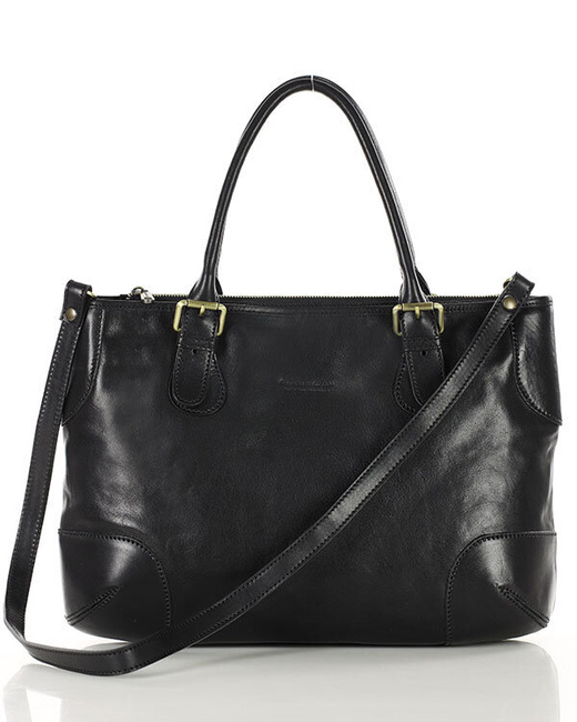 Torebka do ręki kuferek genuine leather made in italy - MARCO MAZZINI czarny