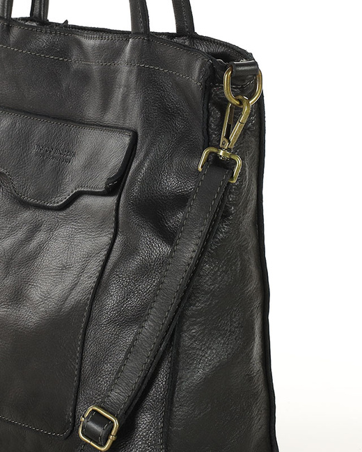 Torba shopper czarna z kieszeniami skóra naturalna – Marco Mazzini