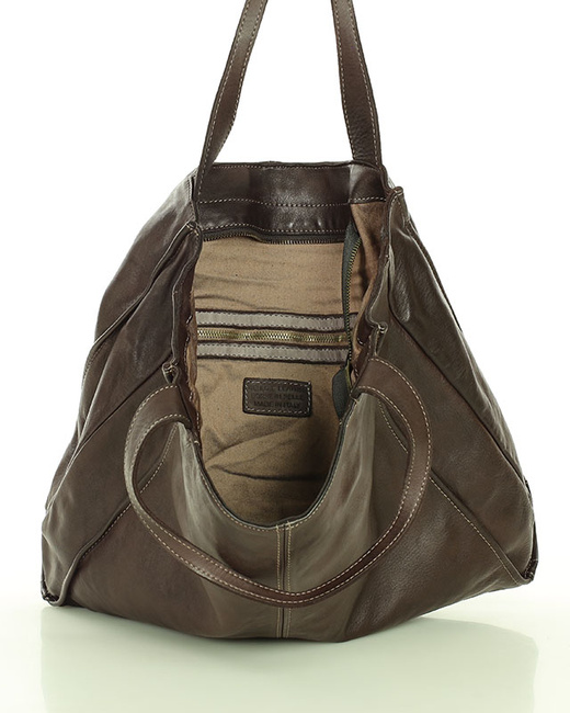 MARCO MAZZINI Torebka miejski shopper bag skóra naturalna handmade brąz