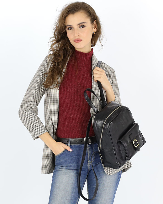 Elegancki plecak damski skórzany premium MARCO MAZZINI brązowy