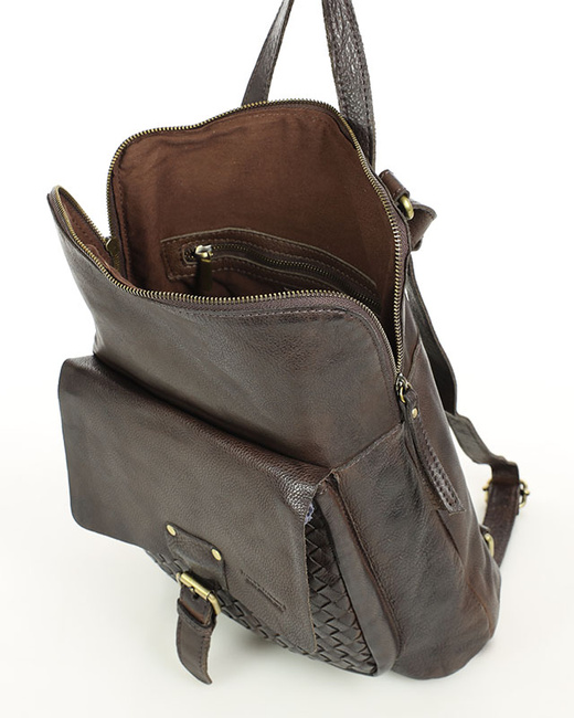 Plecak torebka 2w1 skóra naturalna - MARCO MAZZINI smooth czekoladowy brąz