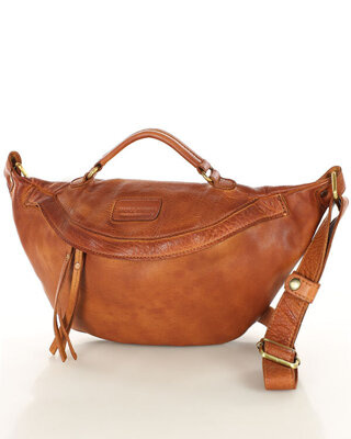 Torebka nerka damska skórzana listonoszka - MARCO MAZZINI brąz koniak