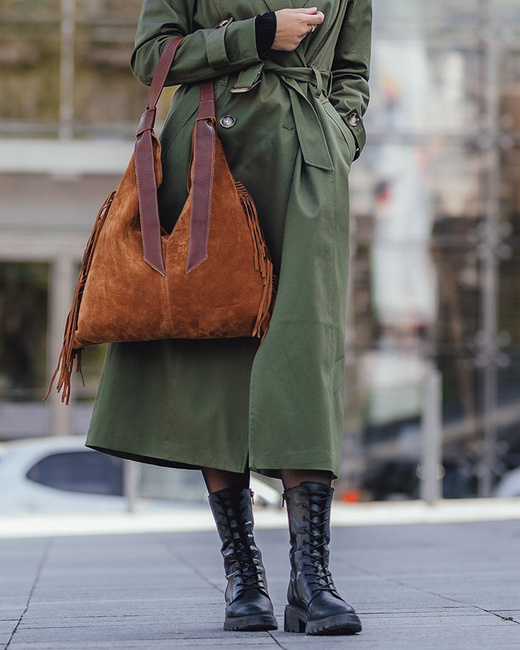 Torebka damska worek hobo bag skóra naturalna - MARCO MAZZINI czarna