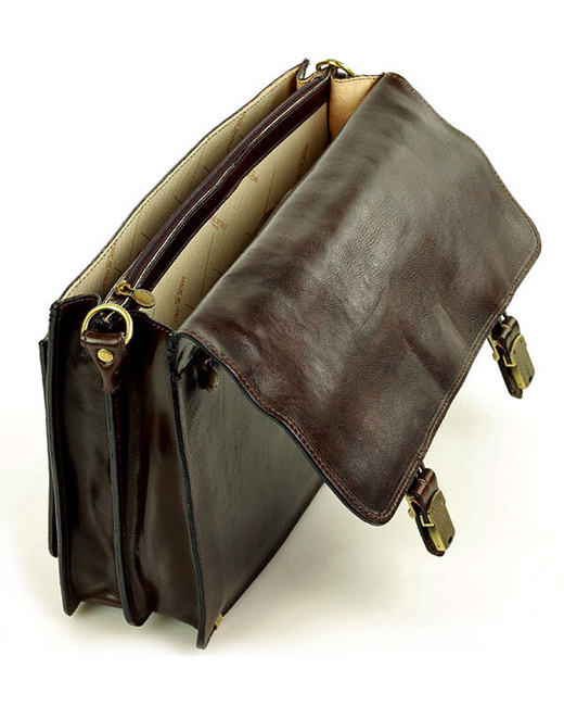 Teczka męska vintage handmade MARCO MAZZINI - skóra naturalna - CIRO Classic ciemny brąz