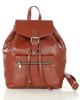 Plecak brązowy damski z kieszenią skóra naturalna - MARCO MAZZINI brąz whisky