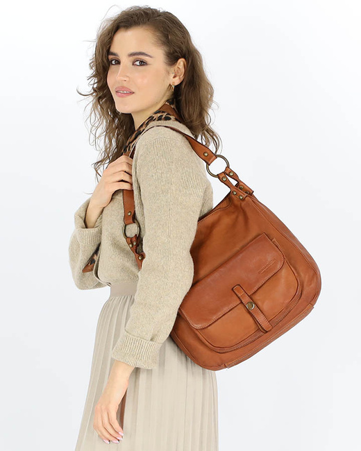 Torebka worek skóra naturalna hobo bag - MARCO MAZZINI camel