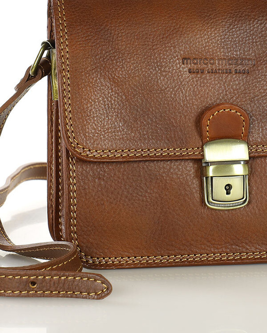 Torba skórzana kwadratowa premium Florence bag - MARCO MAZZINI brązowa