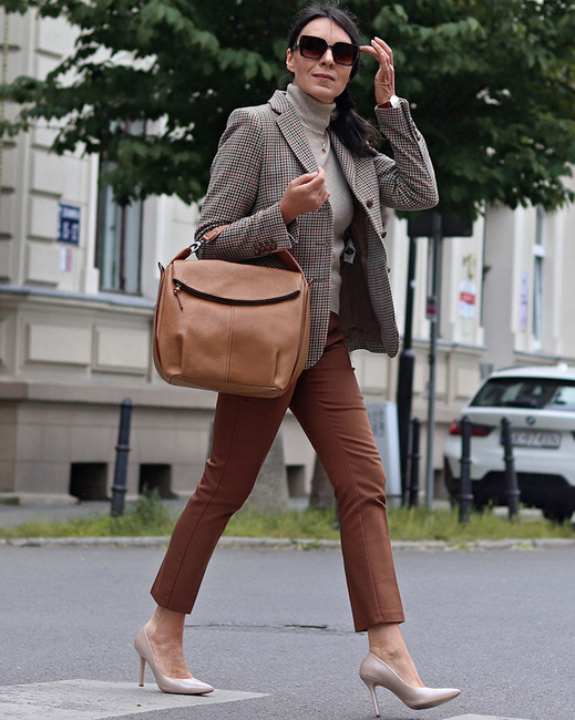 Luksusowa torebka do ręki skórzana damska premium MARCO MAZZINI beżowa