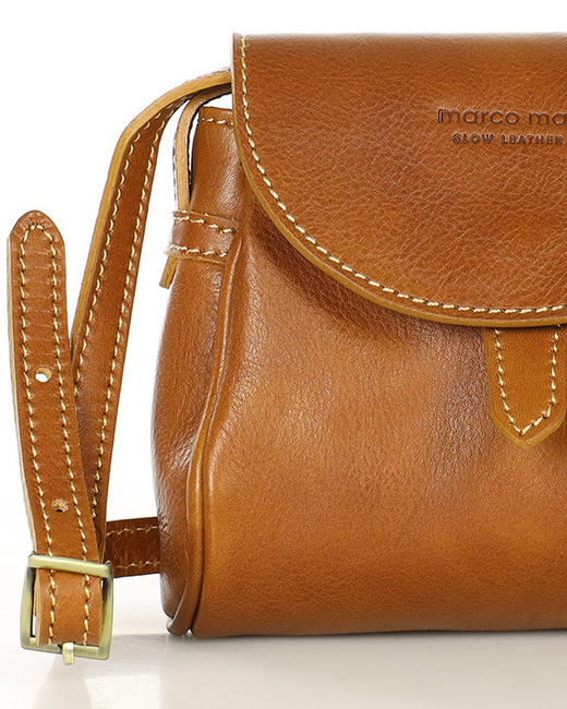 Mini torebka na telefon i portfel ze skóry pouch bag - MARCO MAZZINI camel