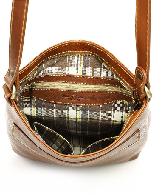 Torebka skórzana listonoszka prostokątna klasy premium - MARCO MAZZINI brązowa