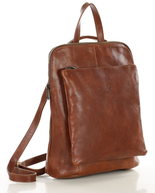 Elegancki plecak damski skórzany premium MARCO MAZZINI brązowy