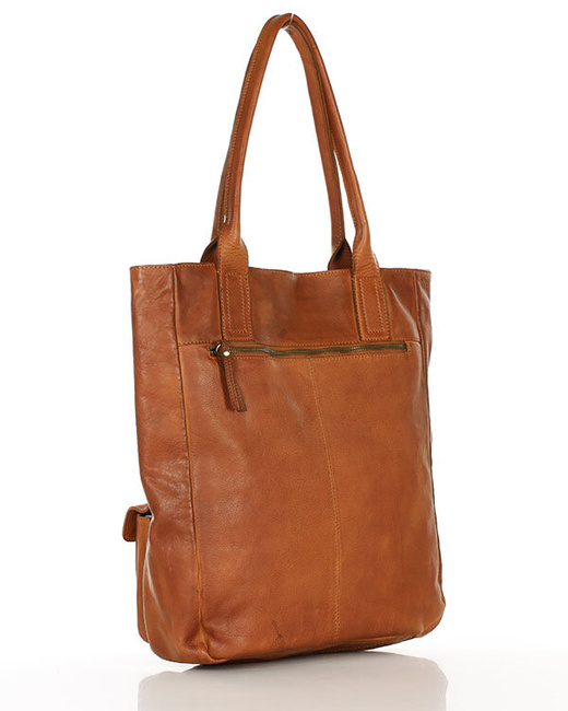 Duża torba shopper z przegródkami skóra naturalna - MARCO MAZZINI brąz camel