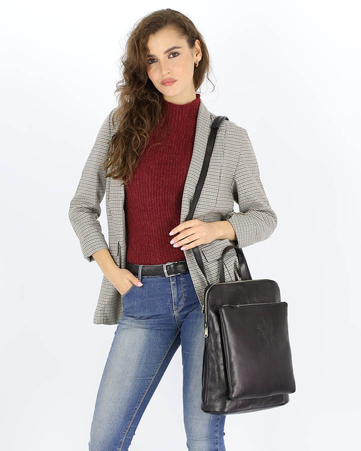 Elegancki plecak damski skórzany premium MARCO MAZZINI brązowy