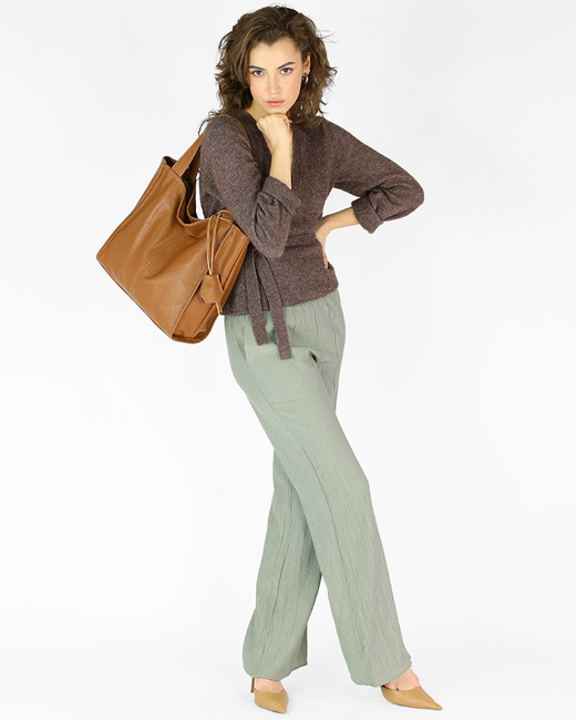 Modna torebka damska skórzany shopper bag - MARCO MAZZINI Portofino Max camel