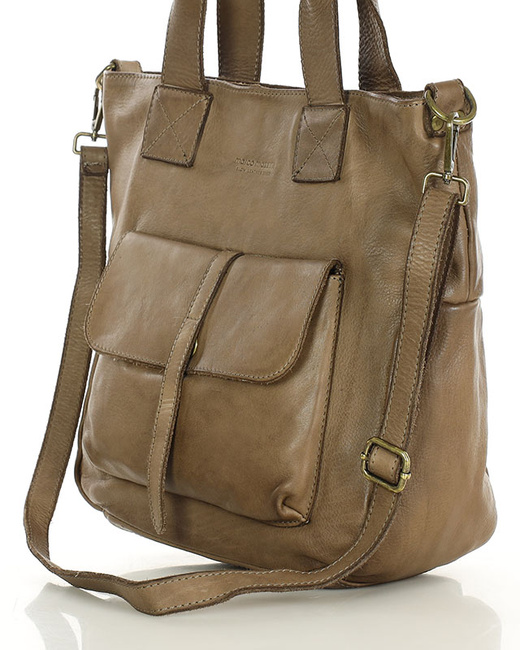 Torebka miejska skórzana w harmonii z naturą - MARCO MAZZINI beżowa