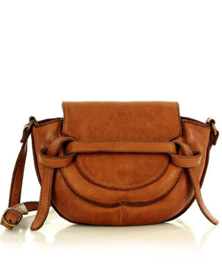Marco Mazzini Torebka listonoszka skórzana saddle bag brąz camel