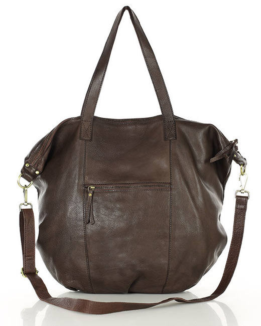 Torba damska skórzana shopper z kieszeniami - It bag MARCO MAZZINI smooth brąz caffe