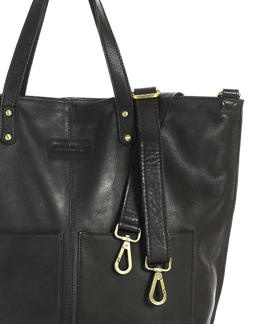 Torebka skórzana czarna duża typu shopper - MARCO MAZZINI