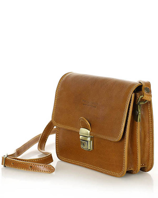 Torba skórzana kwadratowa premium Florence bag - MARCO MAZZINI camelowa