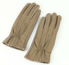 Rękawiczki damskie skóra eco  - marszczone beżowe