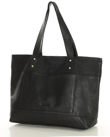 Torebka skórzana shopper damski z przegródkami - MARCO MAZZINI czarna