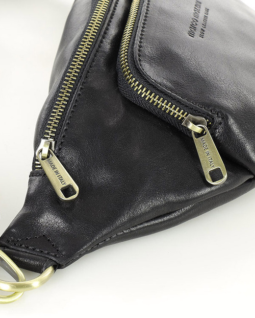 Torebka nerka na szerokim pasku skórzana premium pelle - MARCO MAZZINI czarna