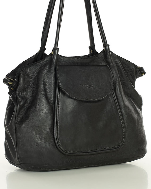 MARCO MAZZINI Torebka skórzana shopper bag ispirato dalla natura czarna