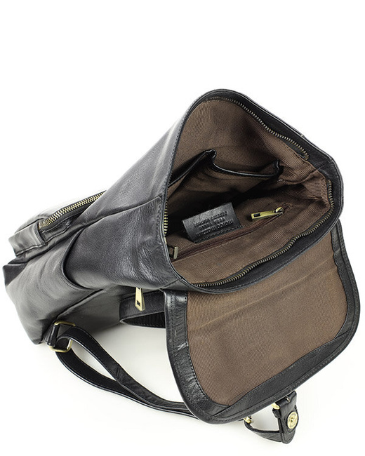 Damski plecak miejski skórzany A4 retro style - MARCO MAZZINI czarny