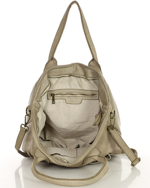 Torebka skórzana shopper bag - MARCO MAZZINI beż taupe