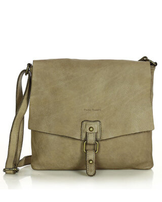 Torebka skórzana listonoszka stylowy minimalizm ala messenger leather bag - MARCO MAZZINI beż taupe