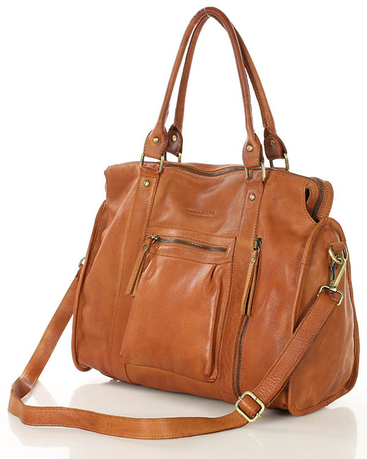 Torebka skórzany kuferek vintage old pelle MARCO MAZZINI brąz camel