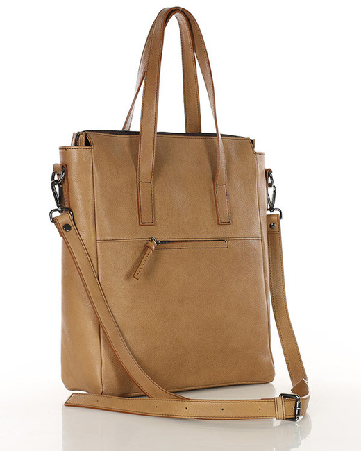 Luksusowa torebka shopperka aktówka skórzana MARCO MAZZINI beżowa