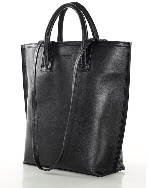 Ekskluzywna torba shopper do pracy skórzana premium MARCO MAZZINI czarna