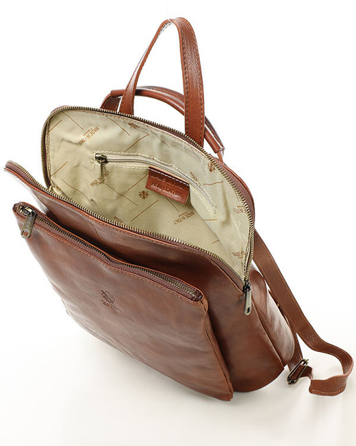 Elegancki plecak damski skórzany premium MARCO MAZZINI brązowy