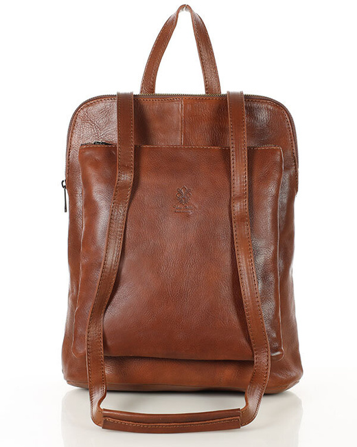 Elegancki plecak damski skórzany premium MARCO MAZZINI brązowy