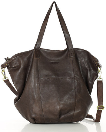 Torba damska skórzana shopper z kieszeniami - It bag MARCO MAZZINI smooth brąz caffe