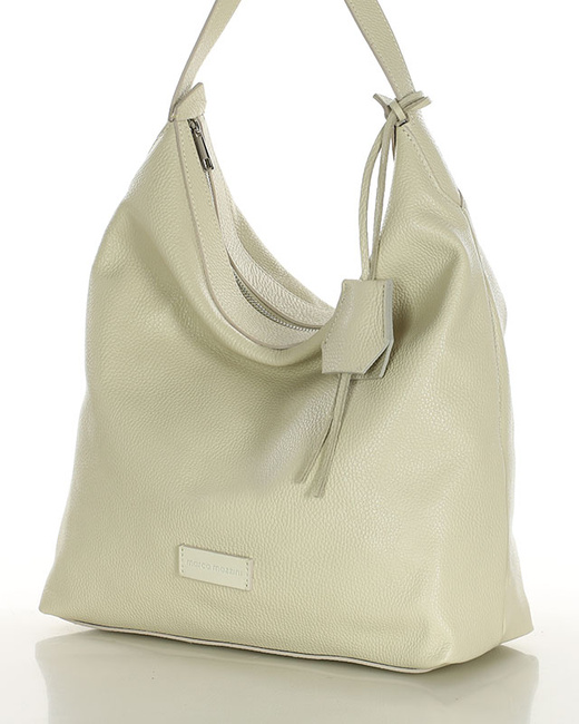 Torebka damska worek hobo bag skóra naturalna - MARCO MAZZINI beż taupe