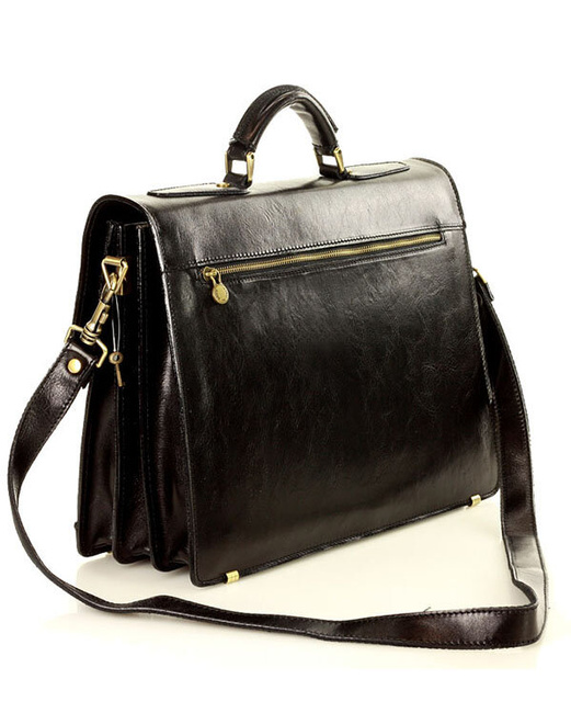 Teczka męska skórzana MARCO MAZZINI handmade - ROBERTO Classic czarna