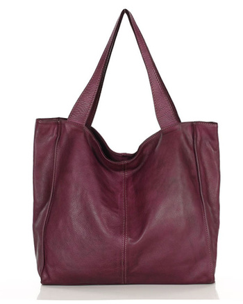 Torebka miejska shopper bag skóra naturalna handmade MARCO MAZZINI bordowa