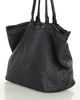 Duża torba shopper z plecionej skóry naturalnej - MARCO MAZZINI czarna