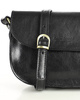 Czarna skórzana torebka saddle bag półksiężyc sztywna skóra - MARCO MAZZINI