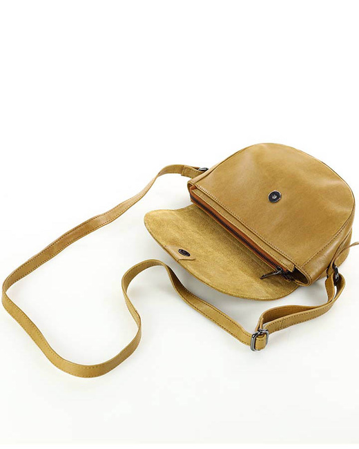 Torebka damska półokrągła listonoszka skórzana MARCO MAZZINI brąz camel