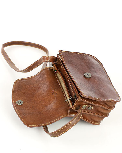 Torba skórzana przez ramię made in Toscana - MARCO MAZZINI brązowa