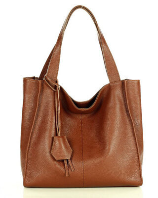 Modna torebka damska skórzany shopper bag - MARCO MAZZINI Portofino Max brąz
