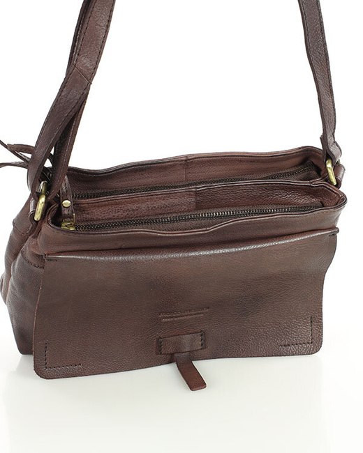 Torebka skórzana listonoszka damska messenger bag - MARCO MAZZINI czekoladowy brąz