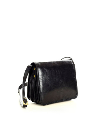 Włoska skórzana torebka listonoszka damska classic big - MARCO MAZZINI czarny