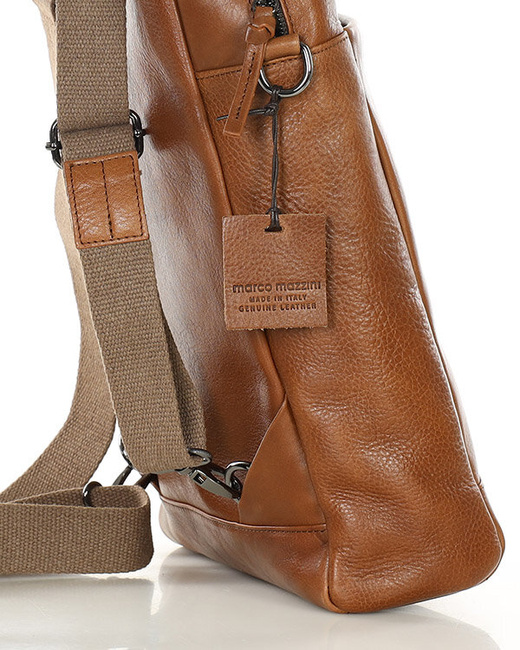 Elegancki plecak damski duży torba skórzana premium MARCO MAZZINI kamelowy