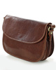 Skórzana torebka saddle bag półksiężyc sztywna skóra - MARCO MAZZINI brązowa