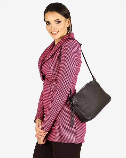 Torebka skórzana crossbody listonoszka dwie komory - MARCO MAZZINI ciemny brąz