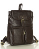 Damski plecak miejski skórzany A4 retro style - MARCO MAZZINI ciemny brąz